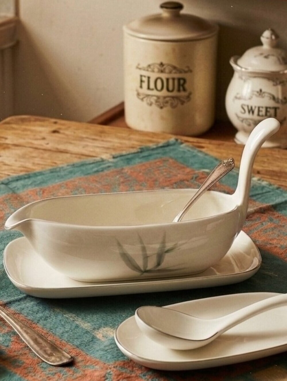 vintage Mid-Century Modern Winfield Ware porcelain gravy boat